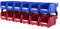 VEVOR Stapelboxen 24er-Set Sichtlagerboxen Blau/Rot (12 Behälter pro Farbe) Sichtlagerkästen PP Lagerboxen 137x105x78mm Schüttenregal Schraubenregal Sortierboxen Werkstatt Wandregal Büro Schule Garage