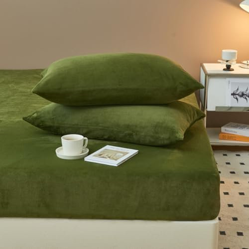 JIN DOUDOU Bettwäsche 120x200cm+28cm/2pcs,Cashmere Touch Kuschelig Flauschig Plüsch Flanell Bettlaken Spannbetttuch für Boxspringbett Topper