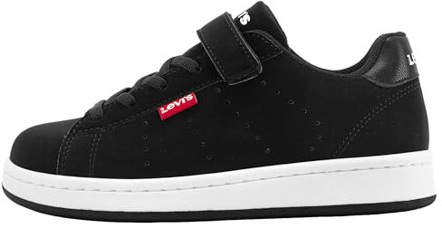 Levi's Avenue Top Velcro-Elastic Lace Sneaker, Brilliant Black, 33 EU