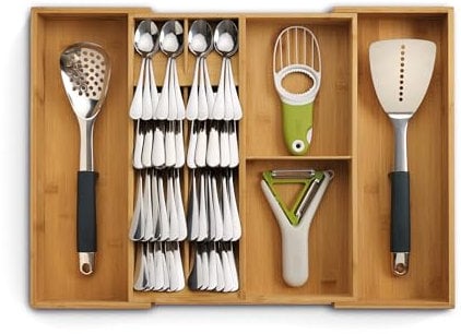 Joseph Joseph DrawerStore Bandeja para Cubiertos Extensible, Cubertero para Cajón de Cocina, Cubiertos, Utensilios, Bambú