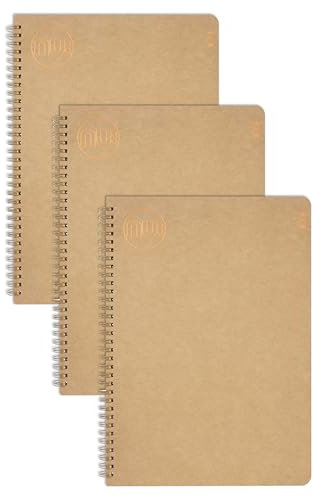 NU: Notebooks - Kraft Range - Manilla Wire Bound A4 Notebook - Stationery Notebooks - Professional Notepad - 160 Pages - Multipack of 3