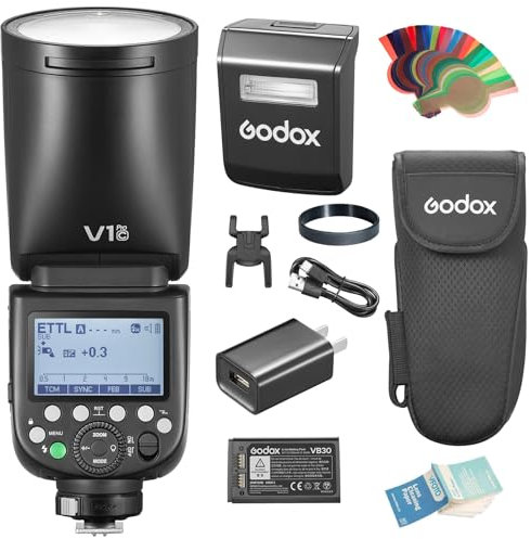 Godox V1PRO-C TTL Li-ION Ronde Tête Flash Innovante Externe Flash SU-1 Lampe de Style LED 76Ws HSS 1/8000sIntégré Batterie au Lithium pour Canon Caméra