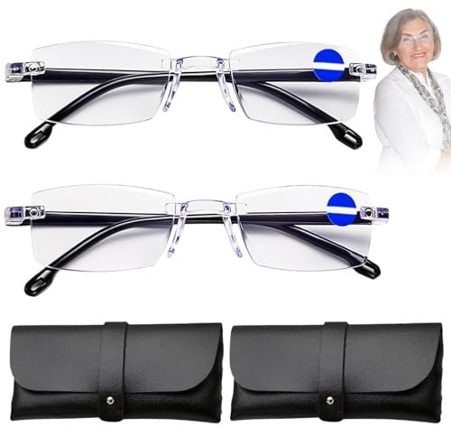 2 Stück Autozoom-Lesebrille, Intelligente Zoom Lesebrille Intelligente Zoom Brille, Auto Zoom Lesebrille mit 2 Brillenetuis Enthalten, Klare Fokus-Brille mit Automatischer Anpassung für Damen Herren