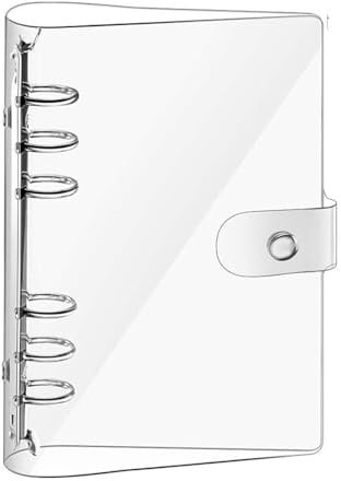 A5 Transparent PVC Binder,6 Ring Weich Notizbuch Binder mit Druckknopfverschluss Nachfüllbares Notizbuch Runder Ringbuch für DIY Notebook Fotoalbum und Scrapbooking
