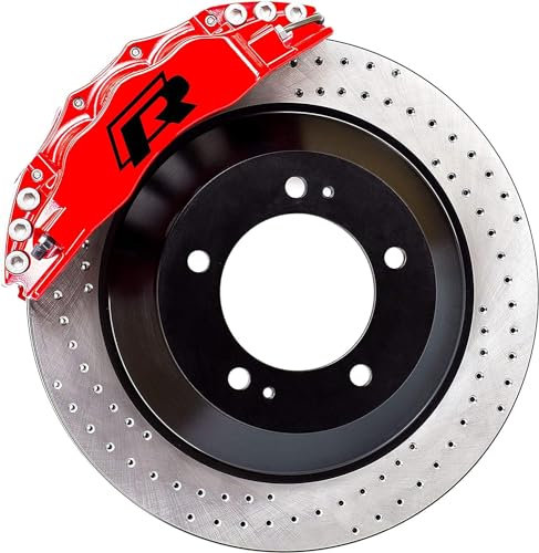 Hicsticayt R Bremssattel Aufkleber - Auto Tuning JDM, Hitzebeständig, Selbstklebend, Race Vinyl, 8 Stück, 4,5 x 2 cm - Leistungssteigerung & Ästhetik für Ihr Fahrzeug (schwarz)