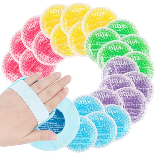 Hilph 30 Packs Gel Kids Ice Packs for Injuries Reusable with 2 Sleeves | Kid-friendly, Hot Cold Compress for Bumps, Bruises, Tired Eyes Relief, Fun for Soothing Kid's Boo-Boos, Gift for Boys&Girls