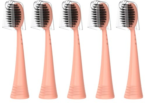 Replacement Toothbrush Heads with Covers for Burst (5 Count, Rose Gold)