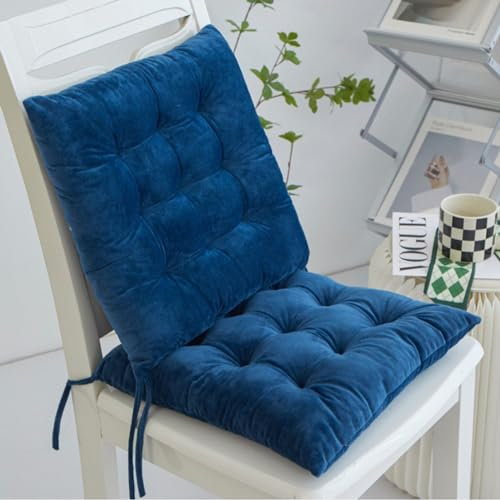 BaoTom 2er/4er Set Stuhlkissen 40 x 40cm Sitzkissen mit Bändern Einfarbige Auflagen für Stühle Kristall Samt Sitzkissen Weicher PP Baumwolle Bodenkissen Esszimmerstuhlkissen(A-Dark Blue,2PC*40*40*7cm)