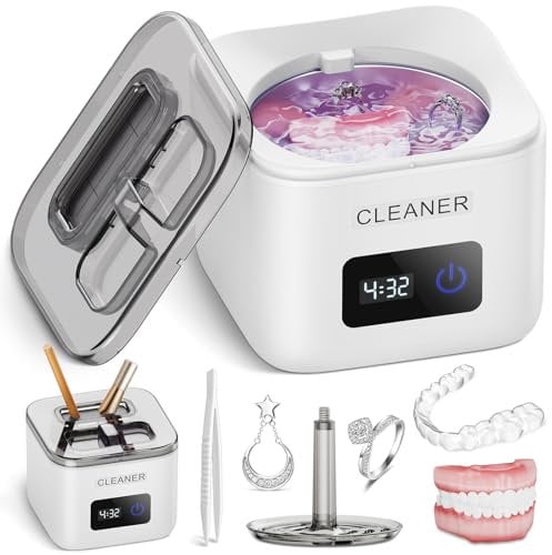 Jooplayer 45kHz Ultrasonic Retainer Cleaner, Professional Ultrasonic Denture Cleaner with UV-Light, Portable Ultrasonic Cleaner for Dentures, Whitening Trays, Toothbrush Head, Jewelry