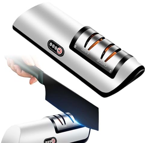 GOEDCH Afilador de Cuchillos Eléctrico: Motorizado AutomáTico Herramienta de Afilado, Afilador de Cuchillos Profesional, Que Afilan Multifunción, Poco Ruido para Cocina Afilados, Tijeras