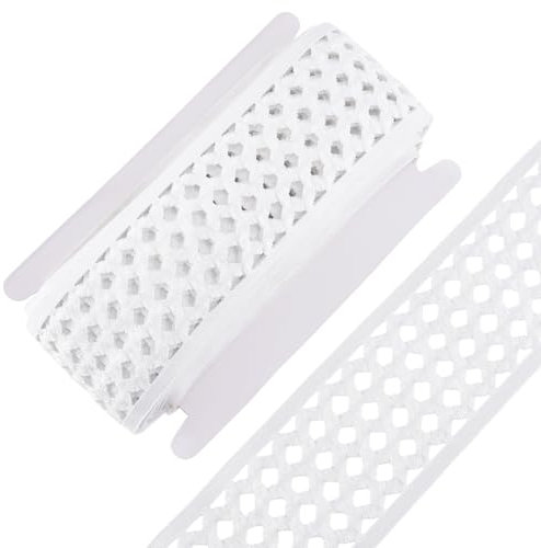 GOMAKERER 10 Yards Elastisches Hohles Breites Band 70mm Breites Weißes Elastisches Stretchband Rautennetz Elastikband Breite Borte Gummiband Doppelseitiger Elastischer Besatz Zum Nähen von Kleidung