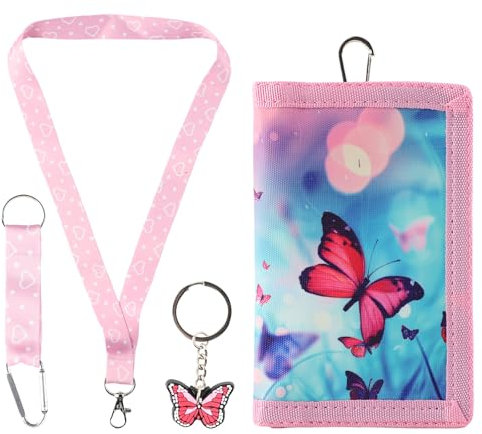 GmeDhc Brustbeutel Kinder, Geldbeutel Kinder, Portemonnaie Kinder mit Schlüsselanhänger und Schlüsselband, Portmonee Kinder, für Geldbeutel Jungen Mädchen