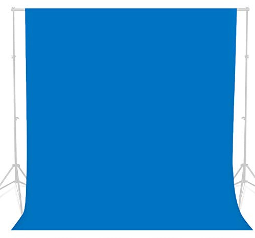 BOLLUMA 1.8x2.7m Blue Screen Background Photography Backdrop, 100% Cotton Muslin Chromakey Machine Washable Collapsible Backdrop for Studio Product Portrait Shooting, Live Streaming, Zoom Meeting