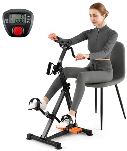 Toolsempire Pedal Exerciser Bike for Seniors, Hand Arm Leg Knee Physical Therapy Exercise Bike with Monitor, Indoor Adjustable Fitness Equipment for Rehabilitation Recovery