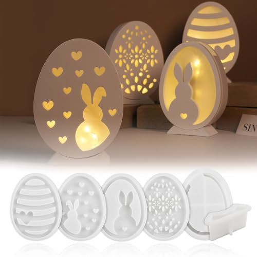 6 Stück Silikonformen Gießformen Ostern,Silikonform Ostern Silikonform Hase Ostereier Gießformen Silikon Gießform Giessformen Silikon Osterhase Eier für Osterdeko Epoxidharz Formen Giessformen