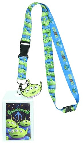 Disney Toy Story Cordon avec porte-badge transparent et breloque Alien en caoutchouc de 5,1 cm