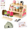 BugyKido Heladería de Juguete de Madera con 44 Piezas, Cocina Madera Infantil para Niños 3+ Años - Incluye Toppings, Dinero de Juguete y Menú para Juego de Roles, Juego Educativo Montessori