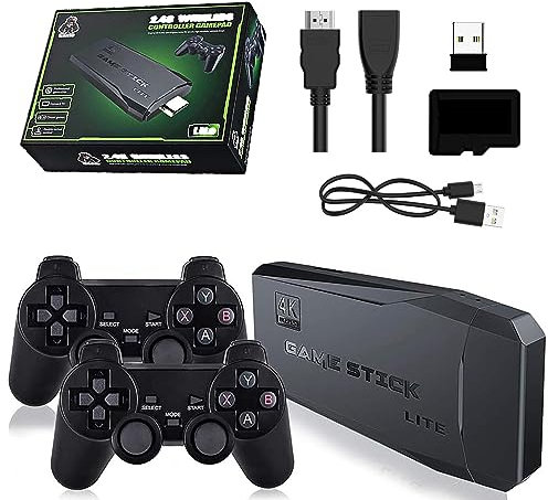 Retro Konsole, 4K HDMI-Ausgang, Plug-and-Play-Videospielstick mit Zwei drahtlosen 2,4-G-Controllern, 9 klassischen Emulatoren, integrierten 20000 klassischen Spielen (128G)