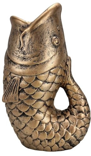 Dekovase, Tischvase, Bodenvase Fisch Form in Vintage Optik - 38 cm hoch für große Blumen und Sträuße - Deko für Wohnzimmer auf dem Tisch, Sideboard oder Regal