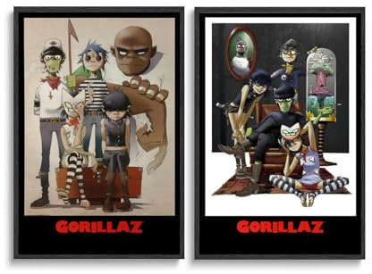 2 PCS Gor-illaz Poster Musik Cover Poster Für Zimmer, Ästhetische Leinwand-Wandkunst, Schlafzimmer-Dekor Poster 16x24inch(40x60cm)
