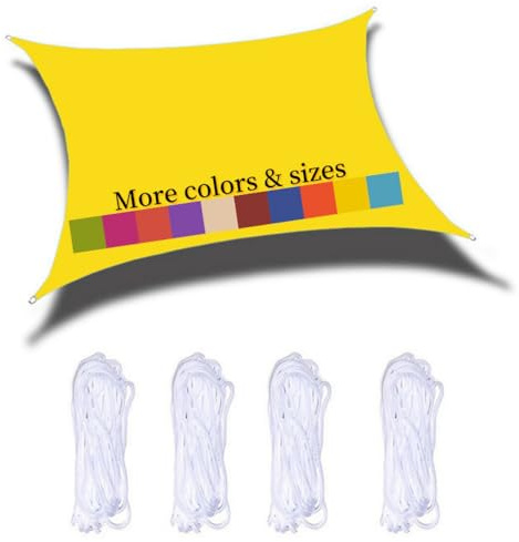 Voile D'ombrage Rectangulaire 3x5m Imperméable PES Toile Ombrage 98％ UV Protection pour Jardin Terrasse Balcon Piscine Fête Extérieur, Jaune Fluorescent