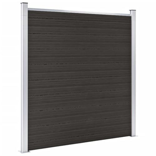 Emmtore Zaunelement WPC Sichtschutzzaun Windschutzzaun Lamellenzaun Windschutz Sichtschutz Zaun Element Terrasse Garten 180x186 cm Schwarz