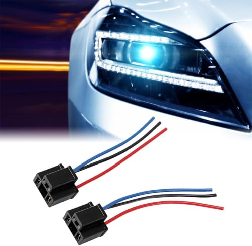 Dixhills 2 x H4-Glühlampenanschlussbuchse, Lampenanschluss P43t mit Kabel für Glühlampen, Lampensockel, Lampenfassung