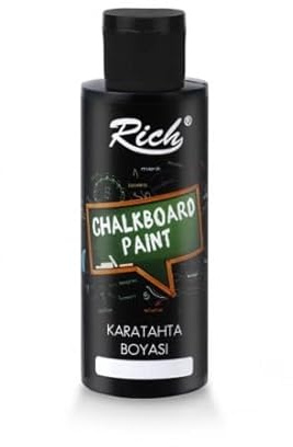 Rich Kreidetafel-Farbe-120 cc Schwarz – Wasserbasierte Tafel-Farbe für Möbel, Wände und kreative Oberflächen, Ideal zum Schreiben mit Kreide, Einfach zu Reinigen, Vielseitig und Praktisch