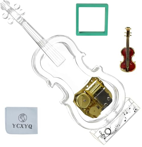 YCXYQ Kleine Violine Spieluhr mechanisches Uhrwerk Kristall Violine High-End Acryl Ornament Kristall Handwerk (Musik: Castle in The Sky)