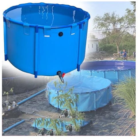 Piscine à poissons en PVC avec cadre en métal, 2,0 x 0,6 m, ronde et épaisse, réservoir d'eau pliable, 12560 L/3318GAL-4 x 1 m (D x H)