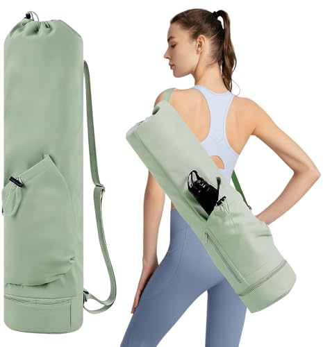 yotutun Yogatasche, Yogamatte Tasche mit Verstellbarem Schultergurt Yoga Tasche Groß mit Nassfach und Flaschentasche wasserdichte Tasche für Yogamatte für Pilates Yogamatten und Yoga Zubehör