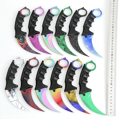 Generisch Hochwertiges 19cm CSGO Karambit Messer Übungsmesser Trainingsmesser Real-Life-Sammlung Jagd Survival Outdoor Counter-Strike Global Offensive Jagdmesser Knife (Random [NICHT Scharf!])