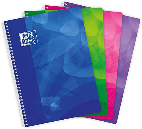 Oxford Lot de 5 cahiers avec couverture en polypropylène A4 100 pages petits carreaux 5 x 5 Coloris Assortis Aléatoires 400080672