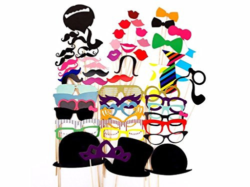 G4GADGET 58 PCS Photo Booth Props – Funny Moustache Party Decorations for Weddings, Birthdays, Engagements & More – DIY Selfie Accessories for Adults & Kids