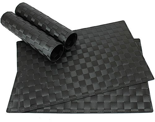 matches21 Tischset Platzset MODERN Platzmatten 4er Set geflochten Kunststoff 45x30 cm Schwarz/abwaschbar
