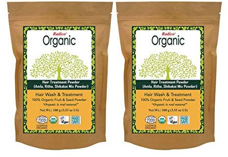 Radico Haarkur-Mix 2er-Pack (2 x 100g) Amla, Ritha, Shikakai (bio, vegan) Reinigung Pflege Kämmbarkeit (x2)