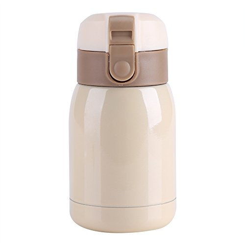 Mini tasse isotherme en acier inoxydable à double paroi sous vide Bouteille d'eau thermique de voyage portable pour le thé et le café (180 ml - Beige)