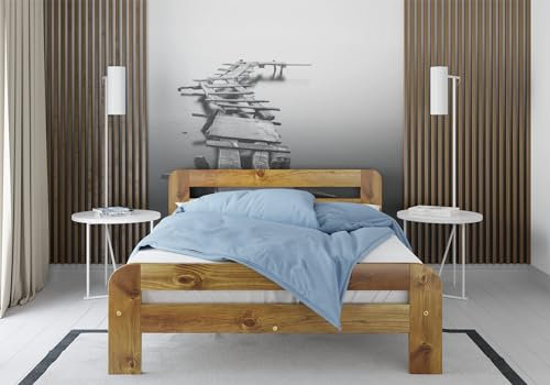 Nodax Super King Bed Frame – Solid Pine Wooden Bed Frame for Adults, F2 Easy Assemble Bed with Sturdy Slats & Extra Four Supportive Legs, Comfortable Bedroom Furniture | 6ft (Oak)