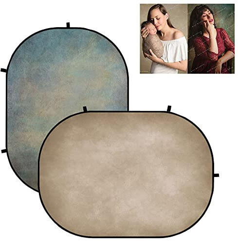 Kate 5X6,5ft(1,5x2m) Pliable Photographie Recto-Verso Double Face Portable Fond Photo Studio Texture Abstraite Marron Clair/Vert Jaune Fond de Photographie Professionnelle