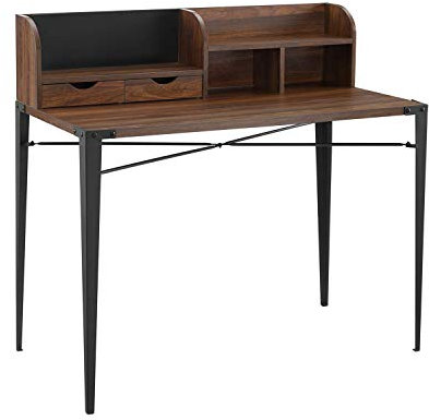 Eden Bridge Designs Desk, Steel, Dark Walnut, One Size