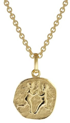 trendor Sternzeichen für Kinder Zwilling Gold 333 Anhänger + Kette Tierkreiszeichen, liebevoller Halsschmuck für Mädchen und Jungen, 75905-06