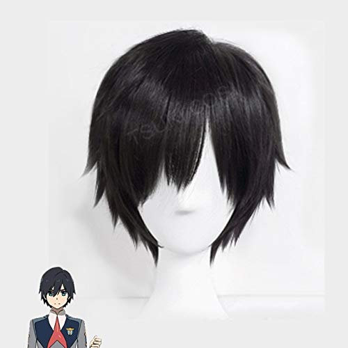 Anime DARLING in the FRANXX Cosplay Hiro Cosplay Wig Short Black Heat Resistant Synthetic Hair Wigs + Wig Cap