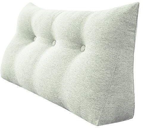 VERCART Rückenkissen Bett Rückenlehne Keilkissen Kopfteil Gepolstert Lesekissen Wandkissen Lendenkissen für Couch, Groß Sofakissen Kopfkissen, Stützkissen, Nackenkissen Leinen Bezug 100cm Weiß