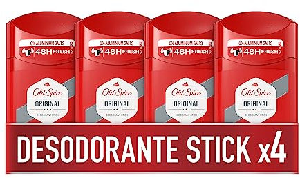 Old Spice Original Desodorante En Barra Para Hombres 4x50 ml, Fresco 24 Horas, Todos Los Días Con Uso Diario, Perfume Duradero, Fragancia Excepcional, Protección Contra El Mal Olor