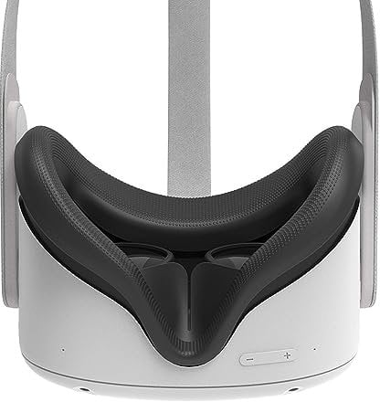 AMVR VR Silicone Face Cover for Quest 2 Headset, Sweatproof Waterproof Anti-Dirty Replacement Facial Cushion VR Pads Accessories (Black)