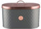 Beautiful Bread Bin -Container for Kitchen Counter with Copper Lid - High-Capacity - Home accessory - Smooth and Attractive Finish - Decorative Jar Grey/Copper, 34 x 18.5 x 20 cm