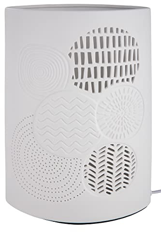 GILDE Porzellan Tischlampe - Lampe Standlampe mit Lochmuster - Deko Wohnzimmer - Geschenke für Frauen Geburtstag Valentinstag - Farbe: weiss - Höhe 28 cm