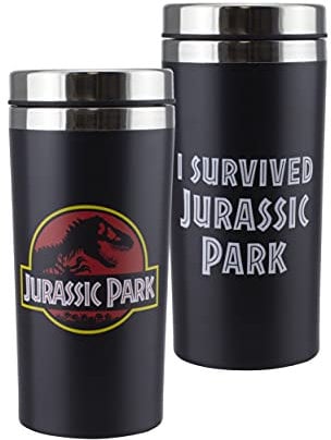 Jurassic Park Mug de Voyage Flask en Acier Inoxydable Officiel, Cadeau Original pour Fans de Films Classiques, Pour Boissons Chaudes & Froides, 450ml (15 fl oz)