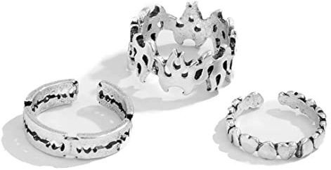 Vintage Hohl Feuer Flamme Eröffnung Ringe Sets Für Männer Frauen Geometrische Liebe Herz Finger Rasiermesser Klinge Einstellbare Ring Schmuck Geschenke