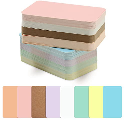 Fatiya Kleine Blanko-Papier-Visitenkarten, 8 Pastellfarben (grün, lila, blau, gelb, braun, rosa, orange), 8,9 x 5,1 cm, Mini-Karteikarten für Geschenk, Arbeitszimmer, Büro, 240 Stück